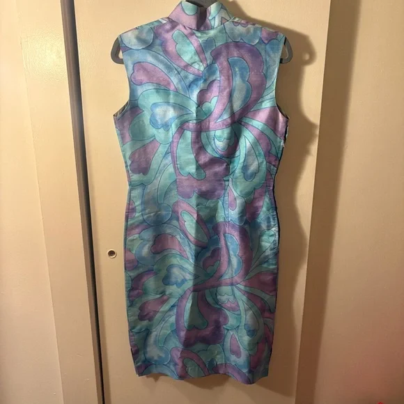 Vintage Blue and Purple Midi Dress - Picture 3 of 4